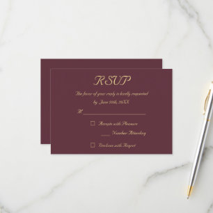 Burgundy Gold Elegante Wedding UAWG Invitation Car RSVP Karte