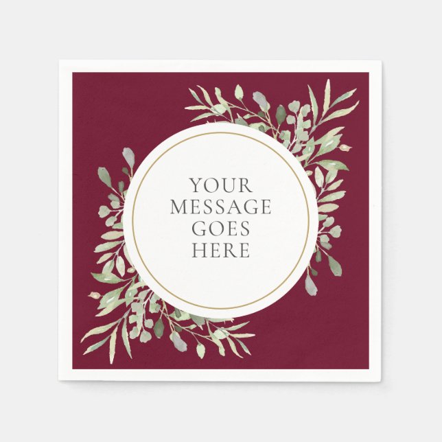 Burgundy Gold Eukalyptus Grünfoliage Serviette (Vorderseite)