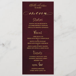 Burgundy & Gold Extravagante Kalligraphie Menükarte