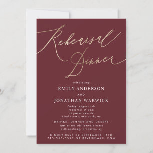 Burgundy & Gold Fall Calligrafy Wedding Probe Einladung