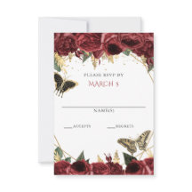Burgundy Gold Floral Butterfliegen Quinceanera
