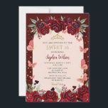 Burgundy Gold Floral Butterflies Sweet 16 Einladung<br><div class="desc">Elegant Burgundy Gold Floral Butterflies Sweet 16 Einladung</div>