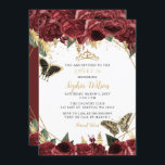 Burgundy Gold Floral Butterfly Sweet 16 Einladung<br><div class="desc">Elegant Burgundy Gold Floral Butterflies Sweet 16 Einladung</div>