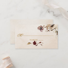 Burgundy Gold Floral Wedding Platzkarte