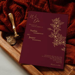 Burgundy Gold Floral wir tun Hochzeit Einladung