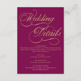 Burgundy & Gold Foil Calligrafy Formal Wedding Begleitkarte
