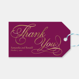 Burgundy & Gold Foil Calligrafy Wedding Geschenkanhänger