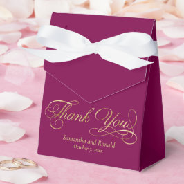 Burgundy & Gold Foil Thank You Calligraphy Wedding Geschenkschachtel