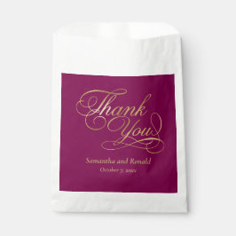 Burgundy & Gold Foil Thank You Calligraphy Wedding Geschenktütchen
