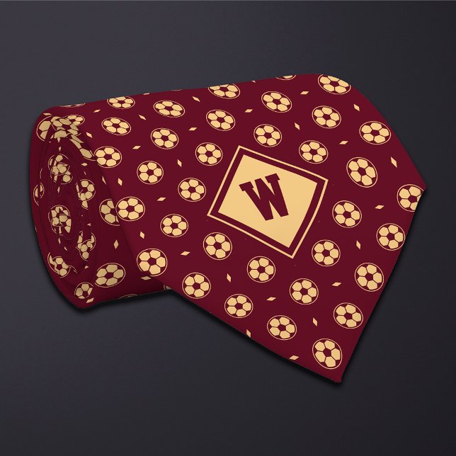 Burgundy Gold Futbol (Soccer) Ball Icon Necktie Krawatte (Von Creator hochgeladen)
