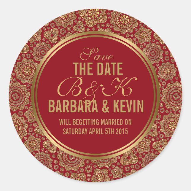 Burgundy & Gold Geometric Abstrakt Stars Runder Aufkleber (Vorderseite)