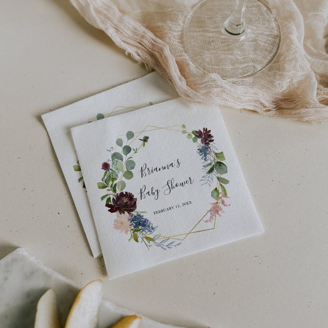 Burgundy Gold Geometric Baby Shower Serviette (Von Creator hochgeladen)