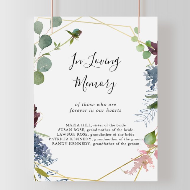 Burgundy Gold Geometric in Love Memory Sign Poster (Von Creator hochgeladen)