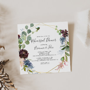 Burgundy Gold Geometric Probe Dinner Einladung