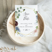 Burgundy Gold Geometric Save the Date