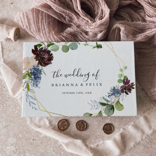 Burgundy Gold Geometric Wedding Gästebuch