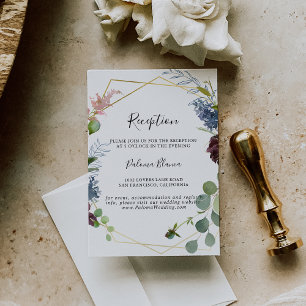 Burgundy Gold Geometric Wedding Reception Begleitkarte