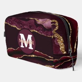Burgundy Gold Glitzer Agate Dopp Kit Waschbeutel