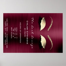 Burgundy Gold Glitzer Branding Beauty Lashes Glam Poster