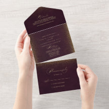 Burgundy Gold Glitzer Calligraphy WeddingAll I