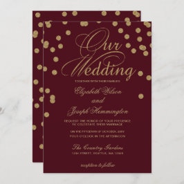 Burgundy Gold Glitzer Confetti Elegante Hochzeit Einladung