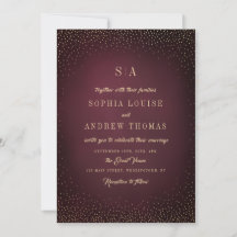 Burgundy Gold Glitzer Einfache Monogramm Hochzeit