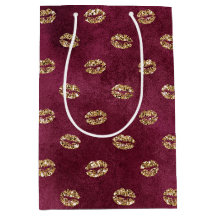 Burgundy Gold Glitzer Kisses Lips