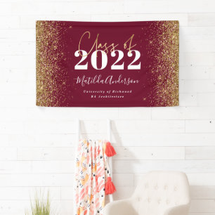 Burgundy Gold Glitzer Skriptklasse des Abschlusses Banner