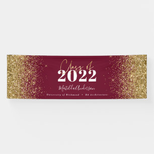 Burgundy Gold Glitzer Skriptklasse des Abschlusses Banner
