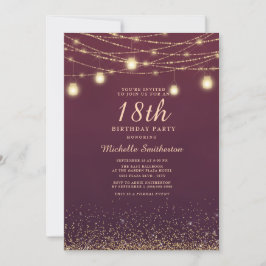 Burgundy Gold Glitzer String Lights Formale 18. Einladung