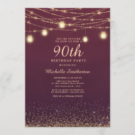 Burgundy Gold Glitzer String Lights - Formale 90. Einladung