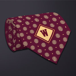 Burgundy Gold Golf Ball Icon Necktie Krawatte