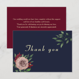 Burgundy Gold Hochzeit im Herbst Dankeskarte