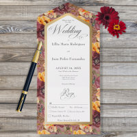 Burgundy & Gold Jewel Floral Gold Rahmen Dinner