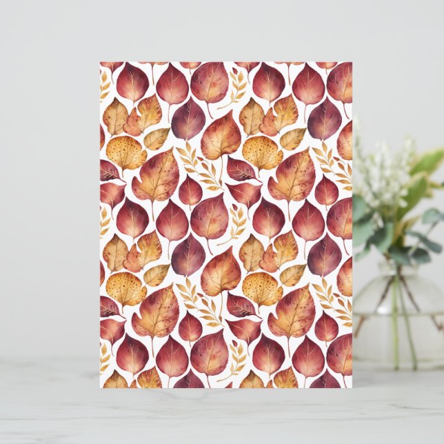 Burgundy & Gold Leaf Muster (Stehend Vorderseite)