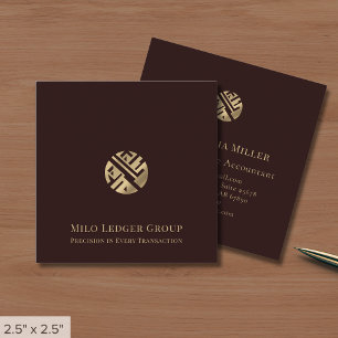Burgundy Gold Logo Quadratische Visitenkarte