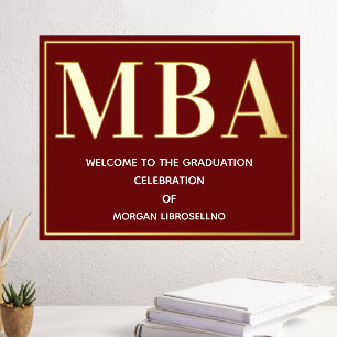 Burgundy Gold MBA Abschluss Willkommen Foliendrucke