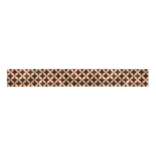 Burgundy Gold Metallic Peel Muster Ripsband