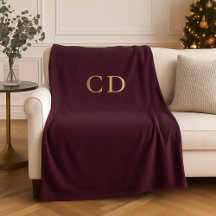 Burgundy Gold mit Monogramm Initialen Luxus