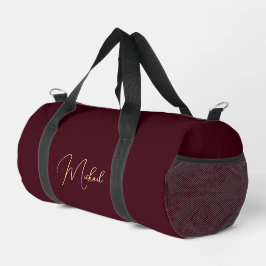 Burgundy Gold Monogram Gym Sports Travel On Duffle Bag