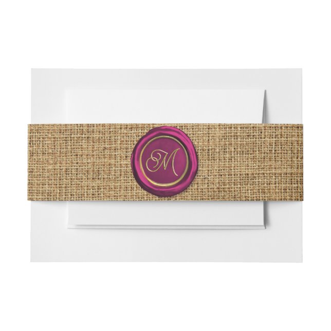 Burgundy & Gold Monogram Modern Wax Siegel Sticker Einladungsbanderole (Vorderseite Beispiel)