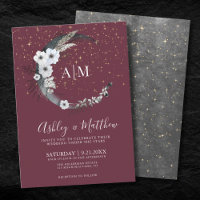 Burgundy Gold Moon Celestial Wedding