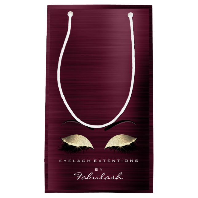 Burgundy Gold Name Glitzer Makeup Lashes Beauty Kleine Geschenktüte (Vorderseite)