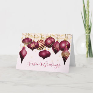 Burgundy Gold Ornaments Business Holiday Card Feiertagskarte