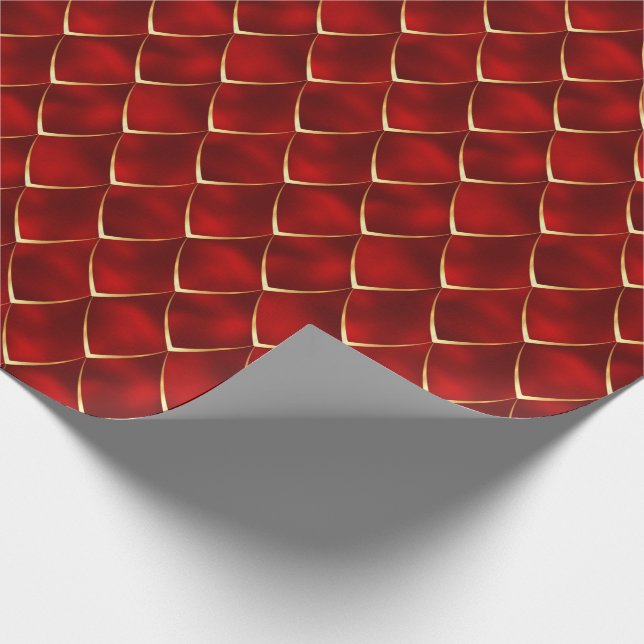 Burgundy Gold Pearl Mermaid Dragon Scales Pattern Geschenkpapier (Ecke)