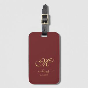 Burgundy Gold Personalisiert Signature Gepäckanhänger