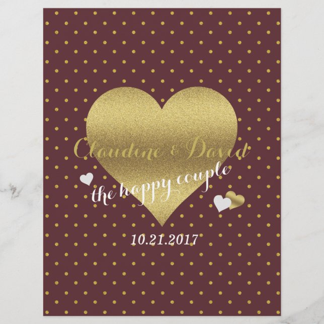 Burgundy & Gold Polka Dot Wedding Party (Vorderseite)