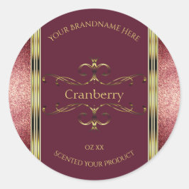 Burgundy Gold Produktkennzeichnungen mit Glitzer-B Runder Aufkleber