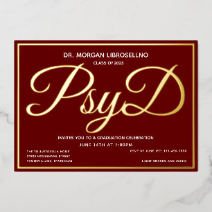 Burgundy Gold PsyD Abschluss Folieneinladung