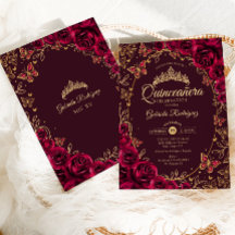 Burgundy Gold Quinceanera